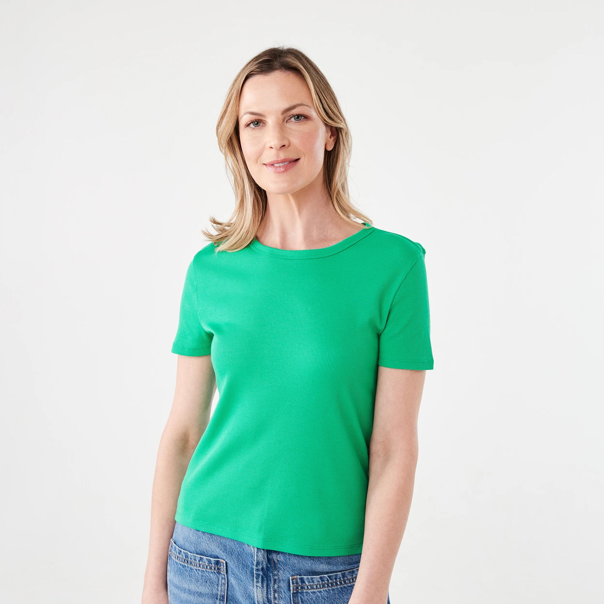 1 Short Sleeve Rib Crew Neck T-shirt SIMPLY GREEN, 1 of 5