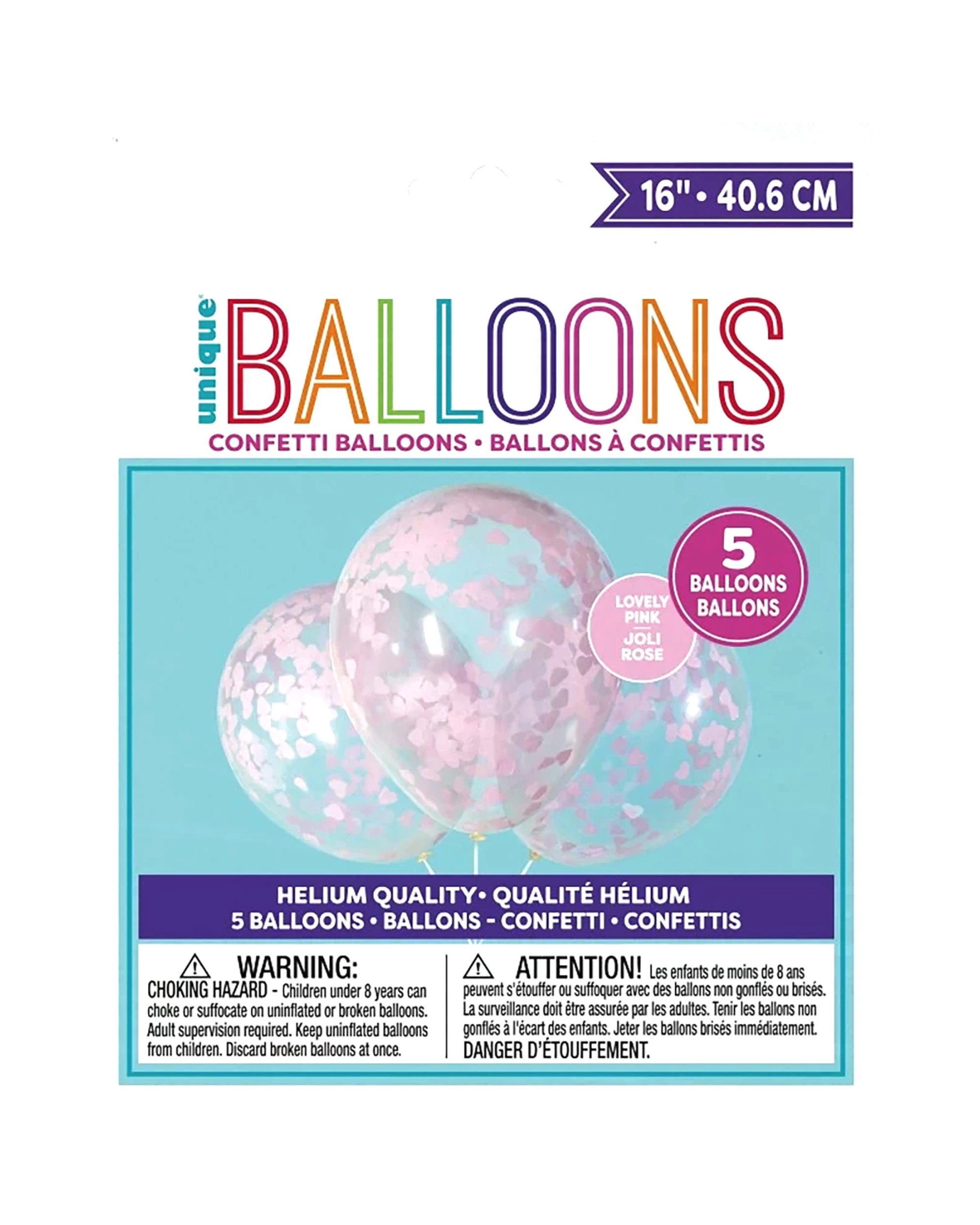 2 Unique Heart Confetti Balloons Pack of 5 - Pink, 2 of 2