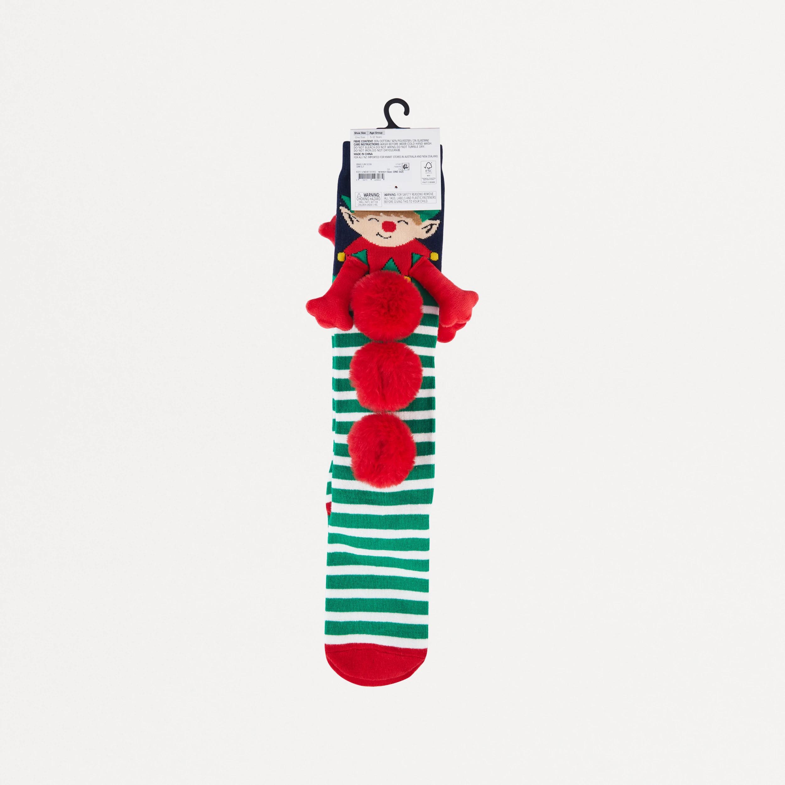 4 Christmas Fun Socks Grn Elf, 4 of 4