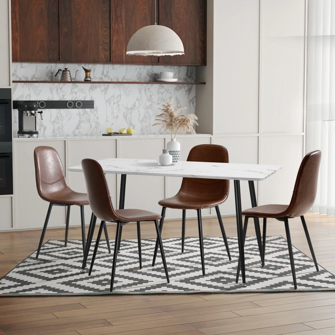 9 Oikiture 2x Dining Chairs Kitchen Accent Chair Lounge Room Pu Leather
 - Brown, 9 of 10