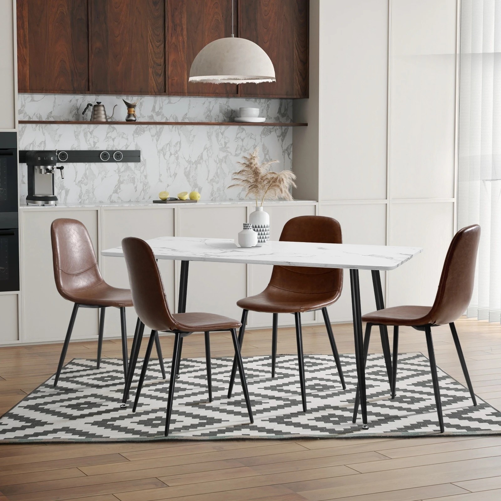 9 Oikiture 2x Dining Chairs Kitchen Accent Chair Lounge Room Pu Leather
 - Brown, 9 of 10