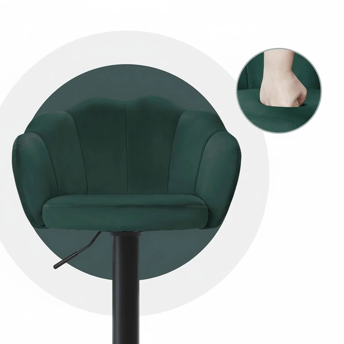 5 Artiss 4x Bar Stools Gas Lift Velvet Green - Green, 5 of 5