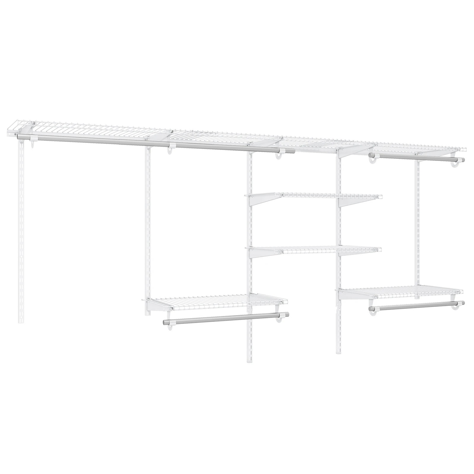1 Costway Clothes Rack Closet Organizer DIY Wardrobe Kit Storage System Wall Mount Clothing Shelf - White, 1 of 3