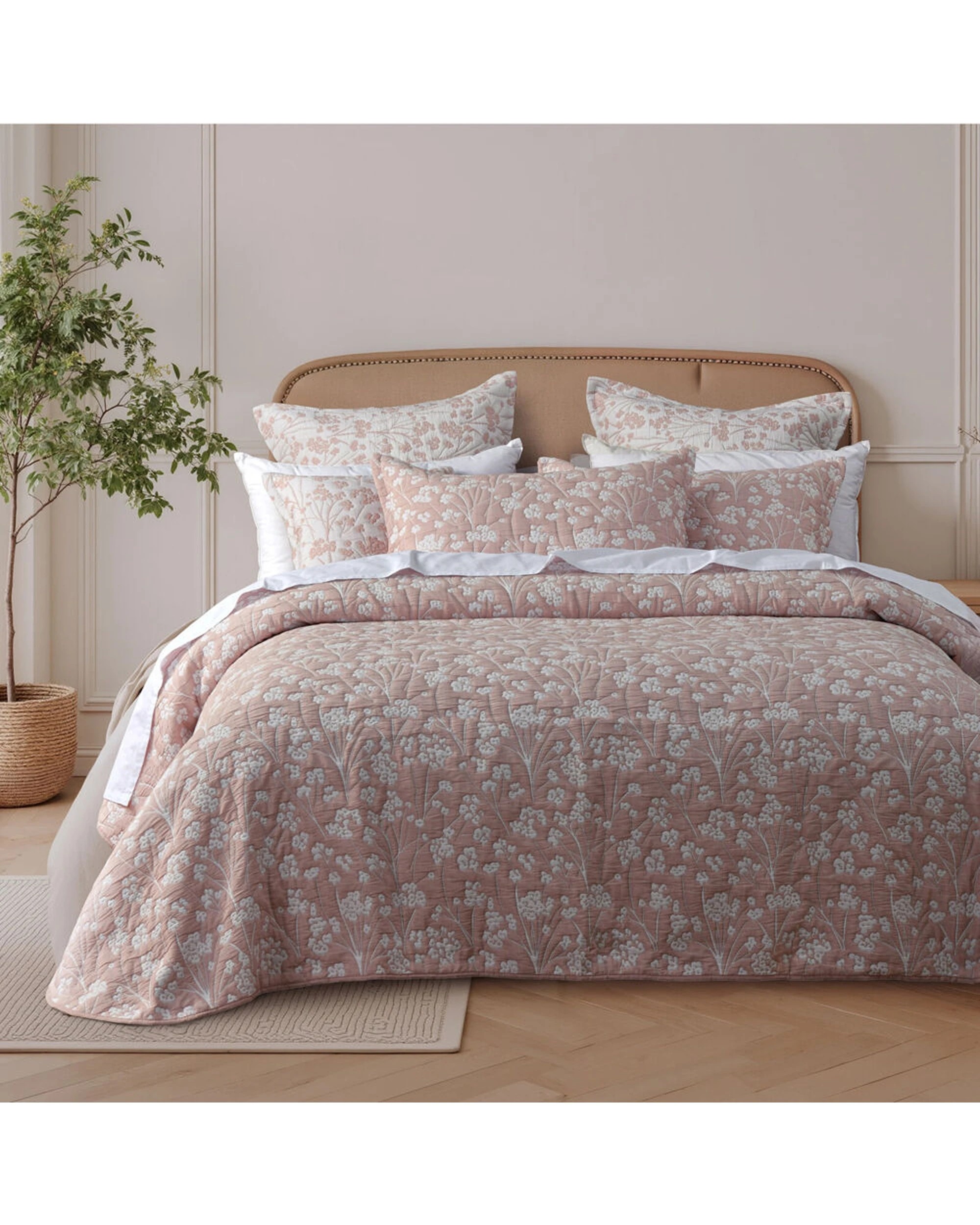 1 Bianca Myra Double Polyester Cotton Bedspread And Pillowcase Blush - Pink, 1 of 4