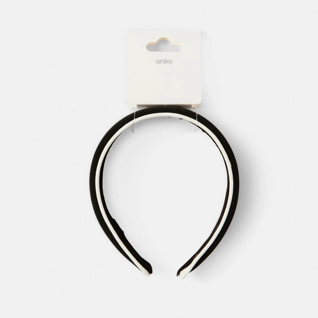 6 Contrast Satin Trim Headband - Black and White, 6 of 6