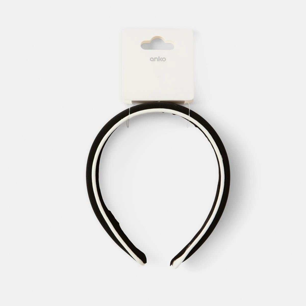 6 Contrast Satin Trim Headband - Black and White, 6 of 6