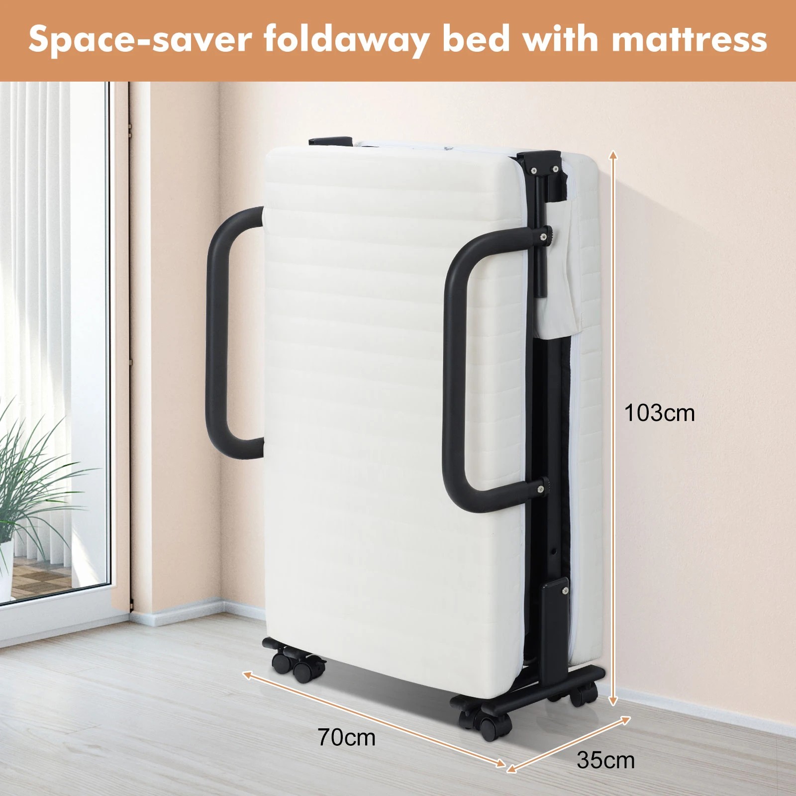 6 Costway Folding Guest Bed Mobile Bed Frame w/Mattress & Storage Bag, 6 of 8