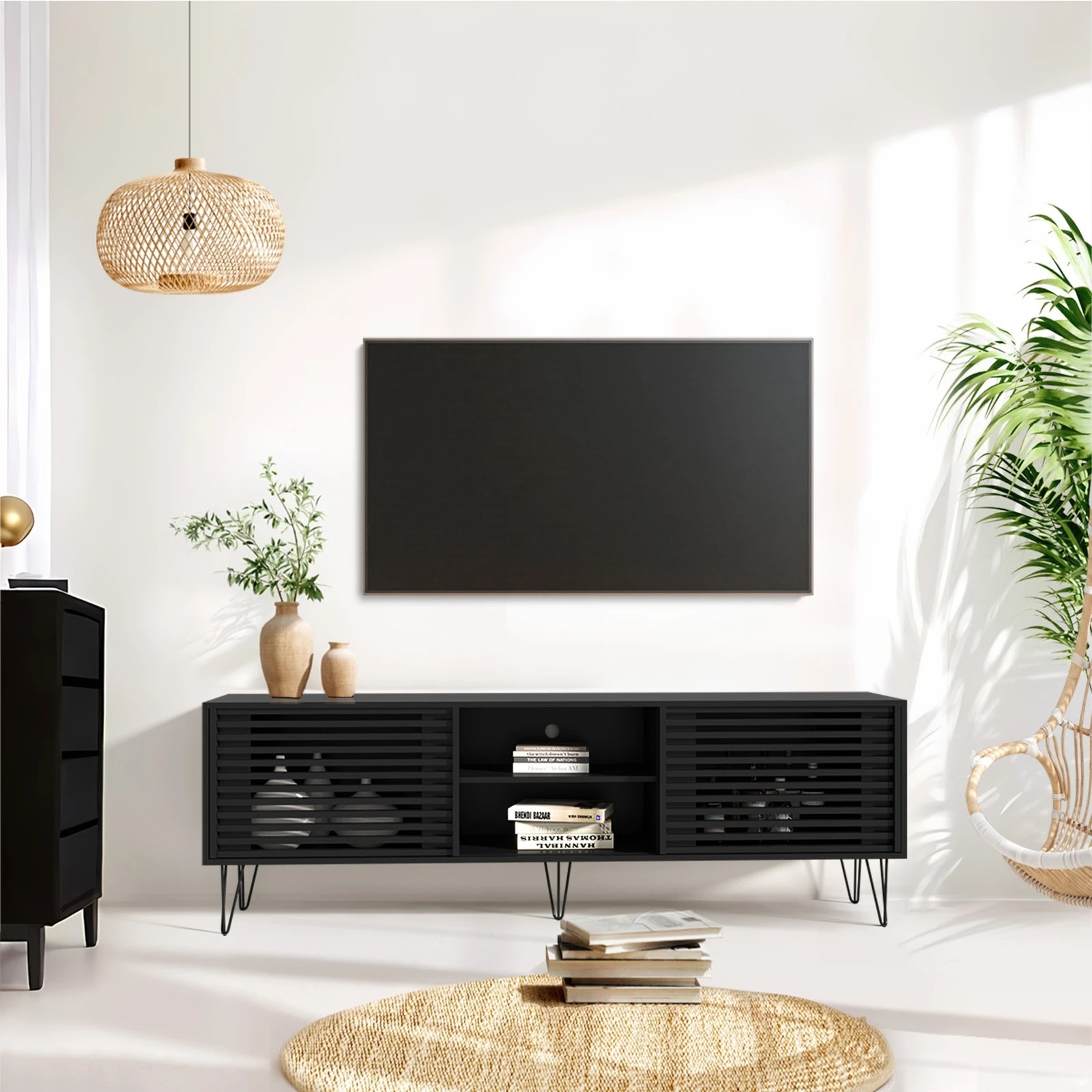 3 Oikiture Entertainment Unit Tv Cabinet 180cm
 - Black, 3 of 9