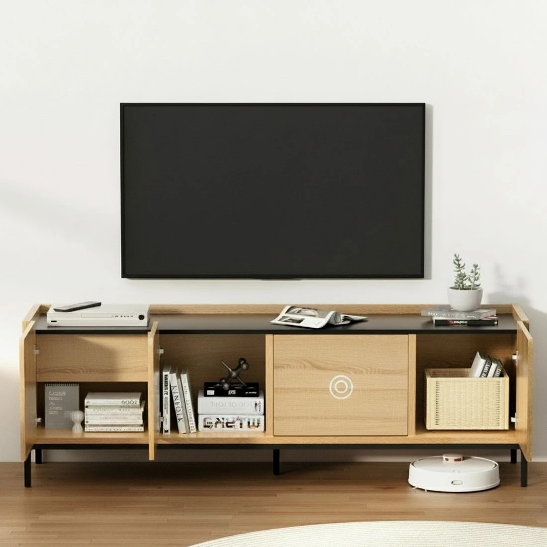 6 Artiss TV Unit Entertainment Unit Storage Cabinet Shelf 160cm - Natural, 6 of 8