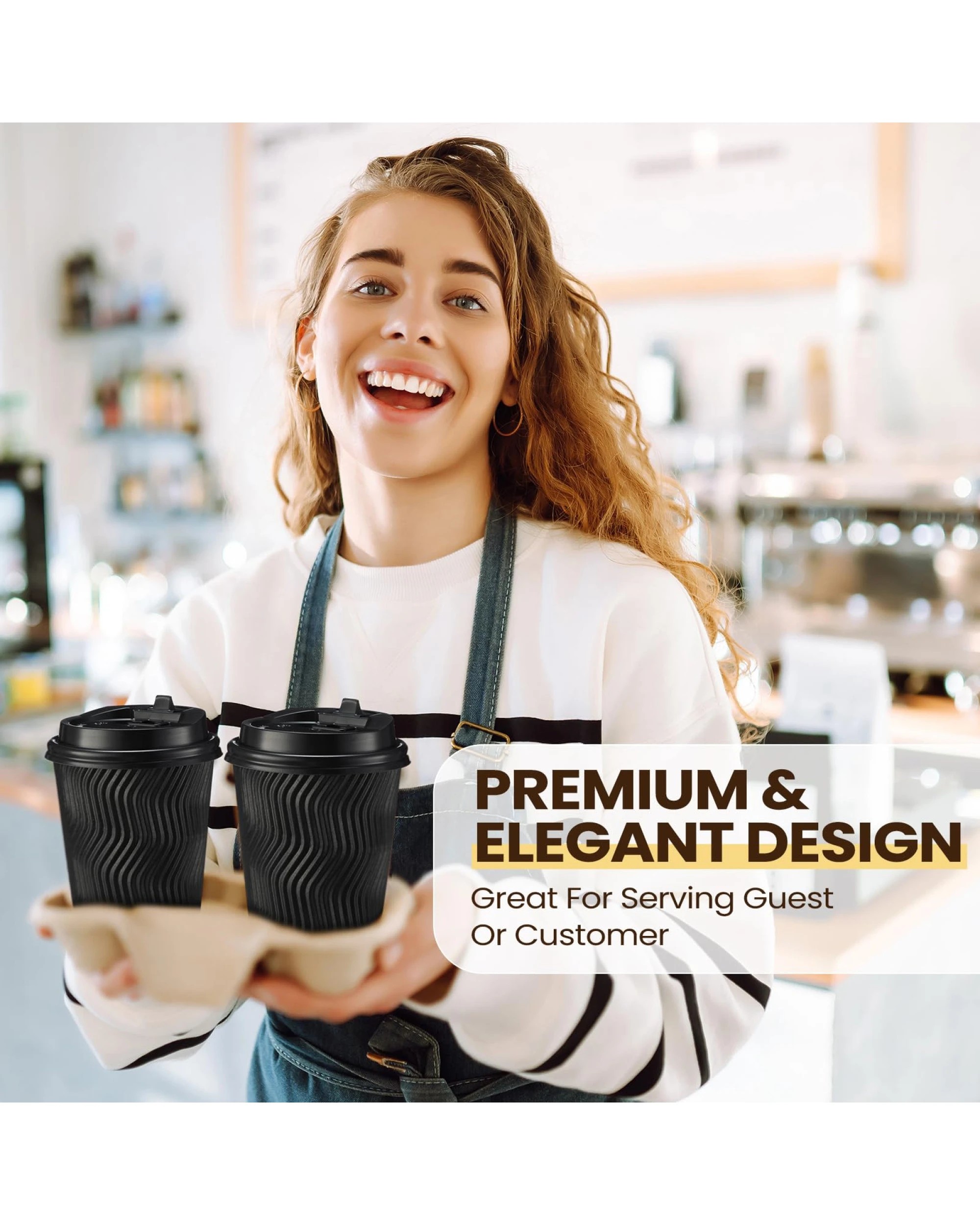 2 BR Home 360 Pack Triple Wall Paper Coffee Cups in Black 8oz, 2 of 6