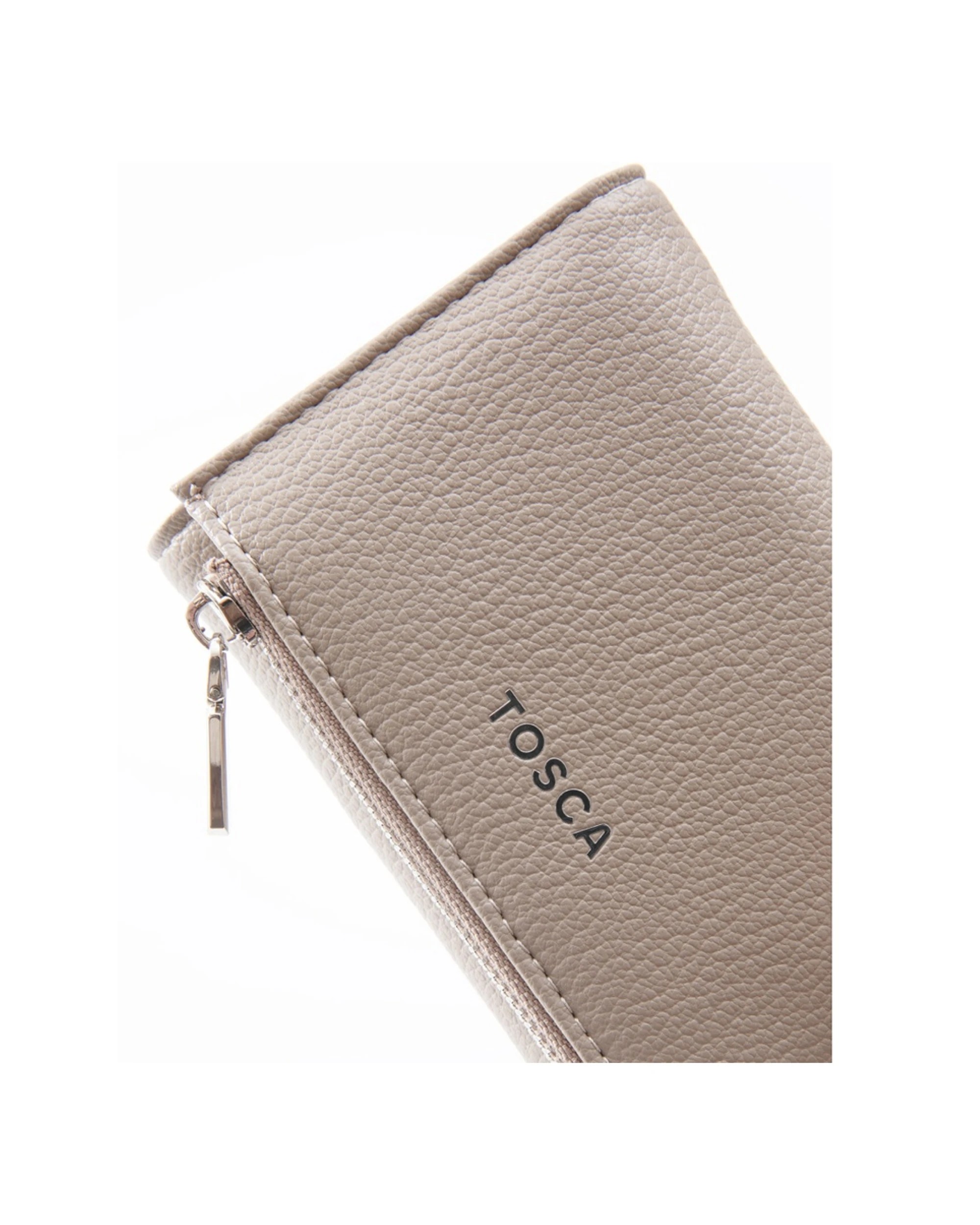 5 Tosca PU Wallet Textured Silver Zipper Everyday Foldable Purse Warm Taupe - Beige, 5 of 5