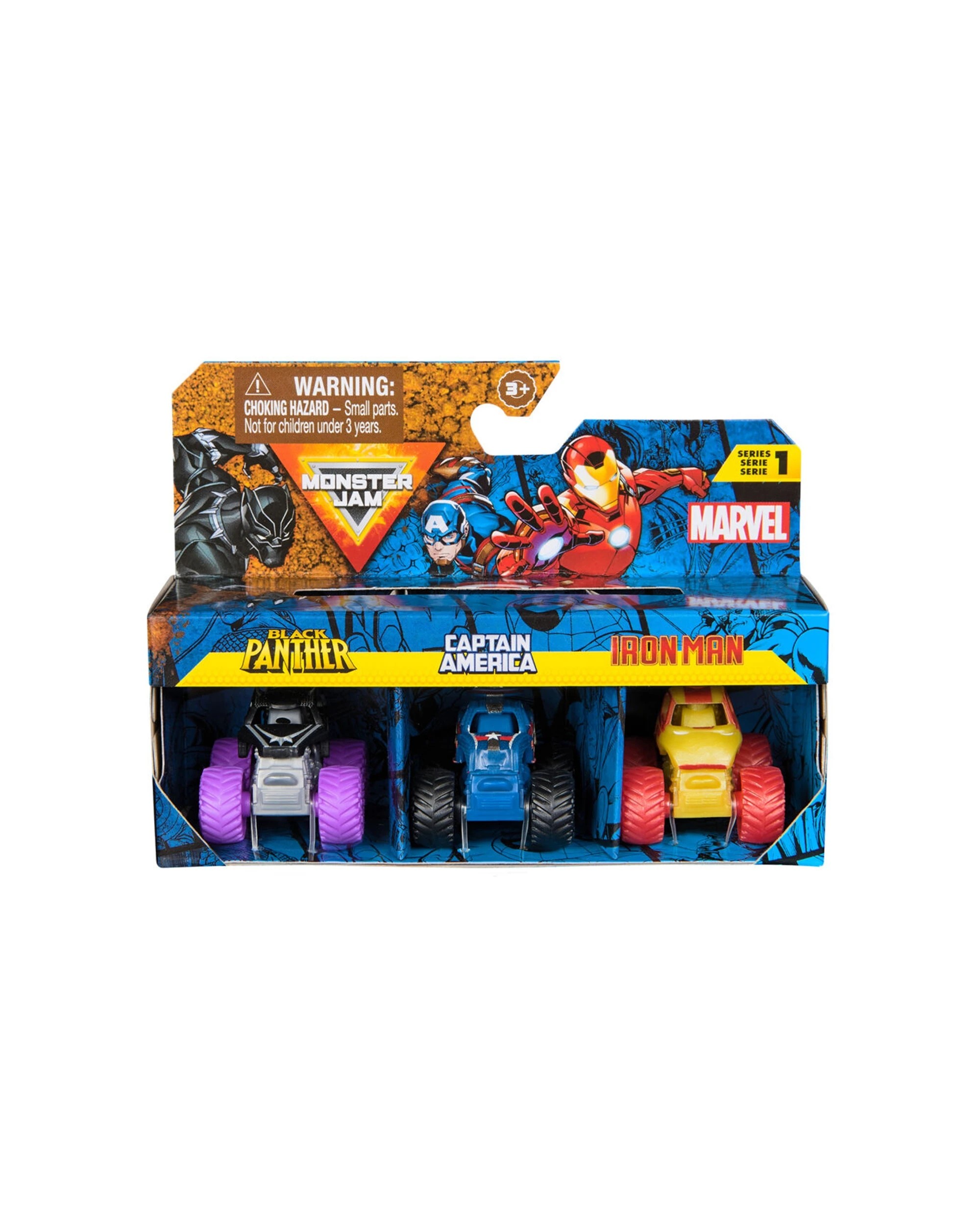 3 Monster Jam 3pc Mini Marvel Trucks Set Iconic Heroes Kids Children - Multi, 3 of 9