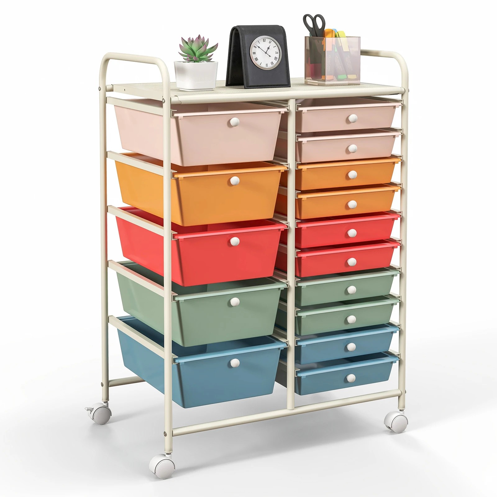 6 Costway 15 Drawers Rolling Storage Cart Mobile Utility Trolley - Multi, 6 of 6