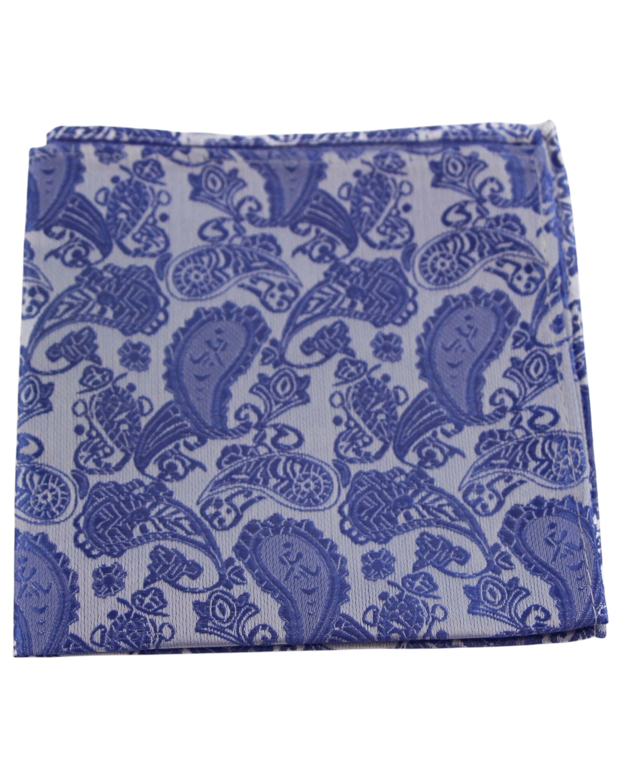 1 Zasel Mens Paisley Silk Pocket Square - Blue - Blue, 1 of 4