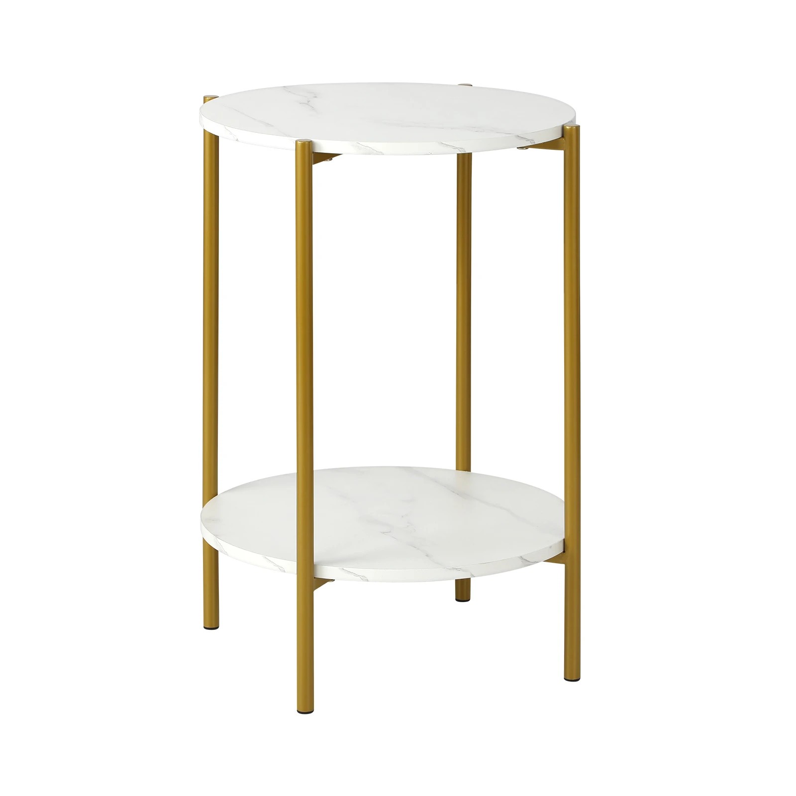 1 Oikiture Side End Table Coffee Sofa Bedside Nightstand Marble-like Round
 - Multi, 1 of 8