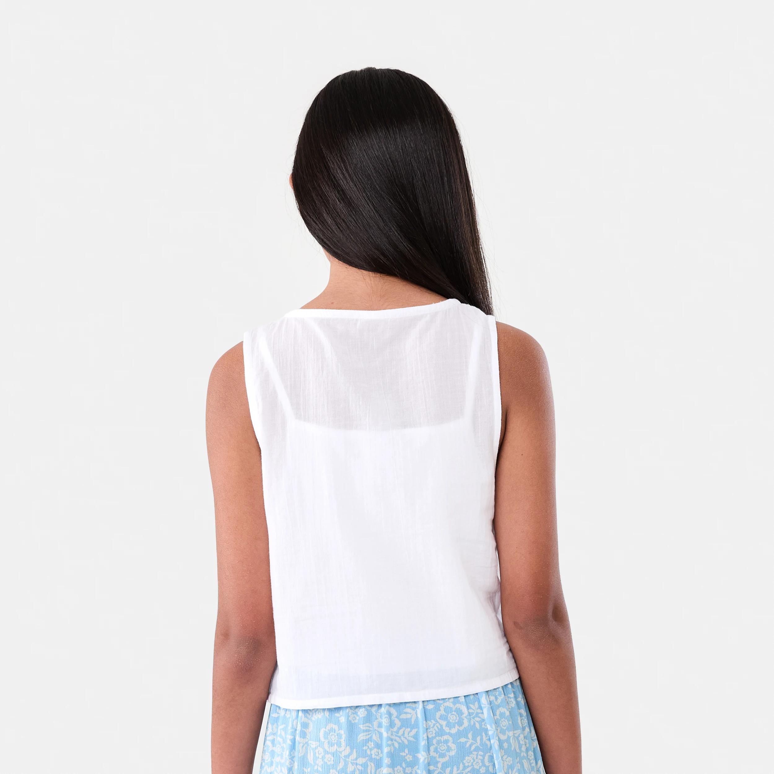 2 Woven Tie Front Top WHITE, 2 of 7