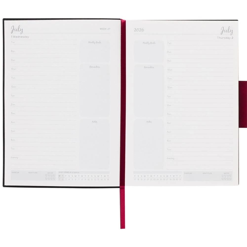 7 Otto A5 Day To Page Suede Diary FY26/27 Burgundy, 7 of 7