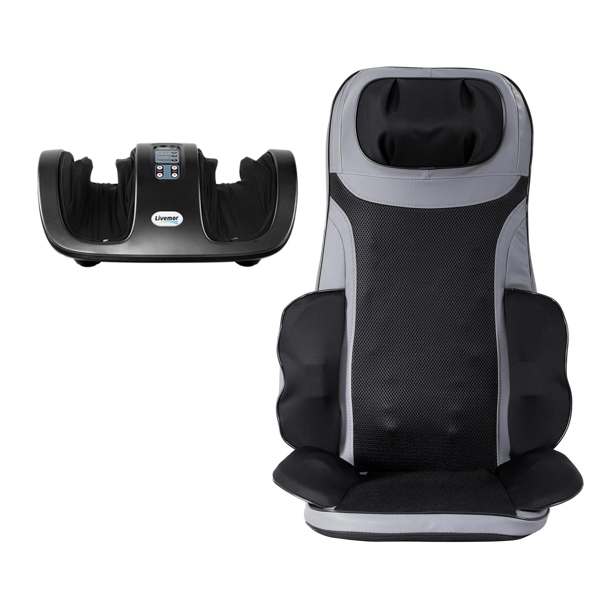 3 Livemor Full Back Massage Seat Cushion Heating With Kneading Foot Massagers - Black, 3 of 3