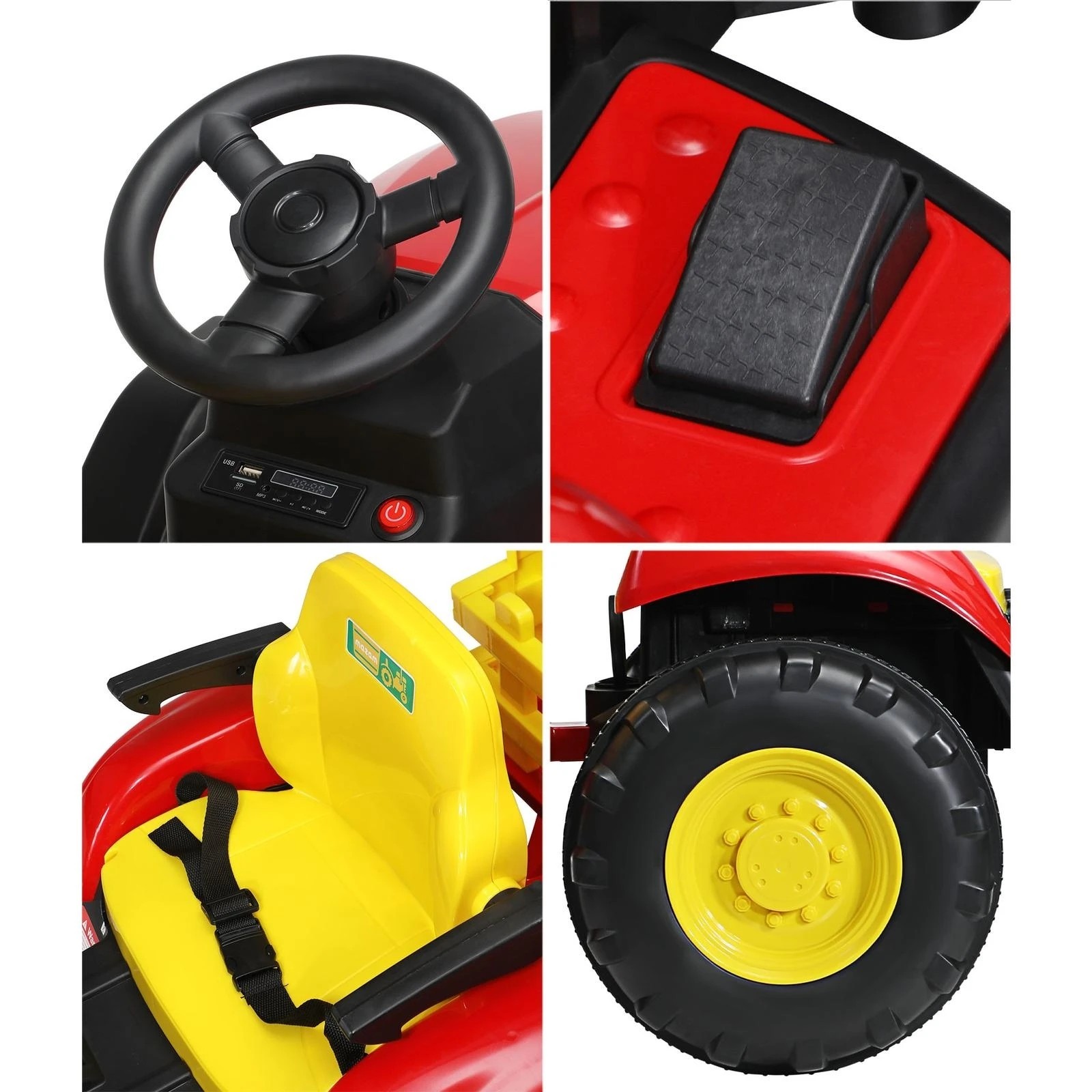 6 Mazam 156 Cm Ride On Tractor 12v Kids Electric Vehicle Toy Cars Remote Control Gift
 - Red, 6 of 10