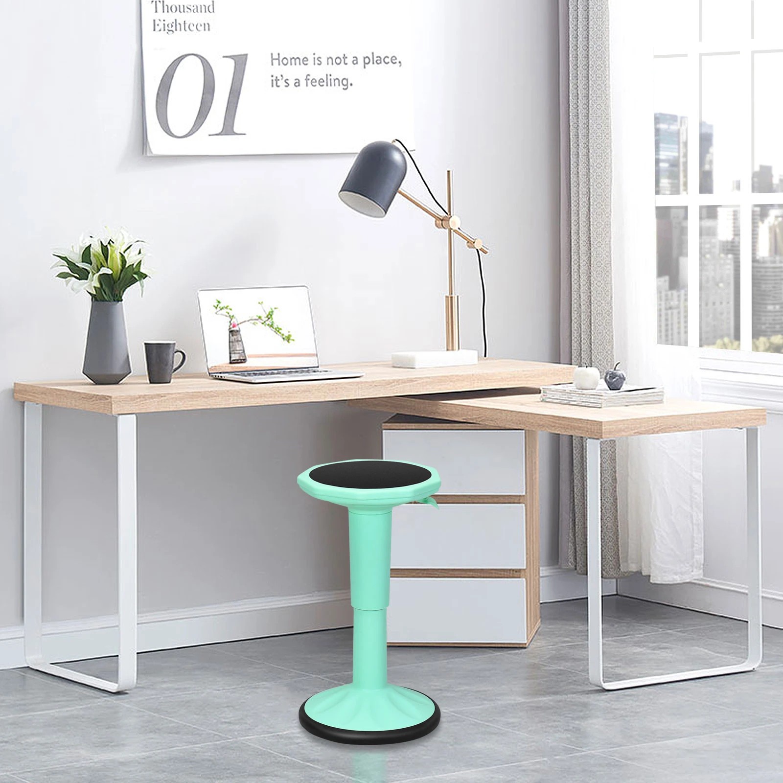 3 Costway Ergonomic Wobble Stool Sit Stand Chair Height Adjustable - Green, 3 of 3