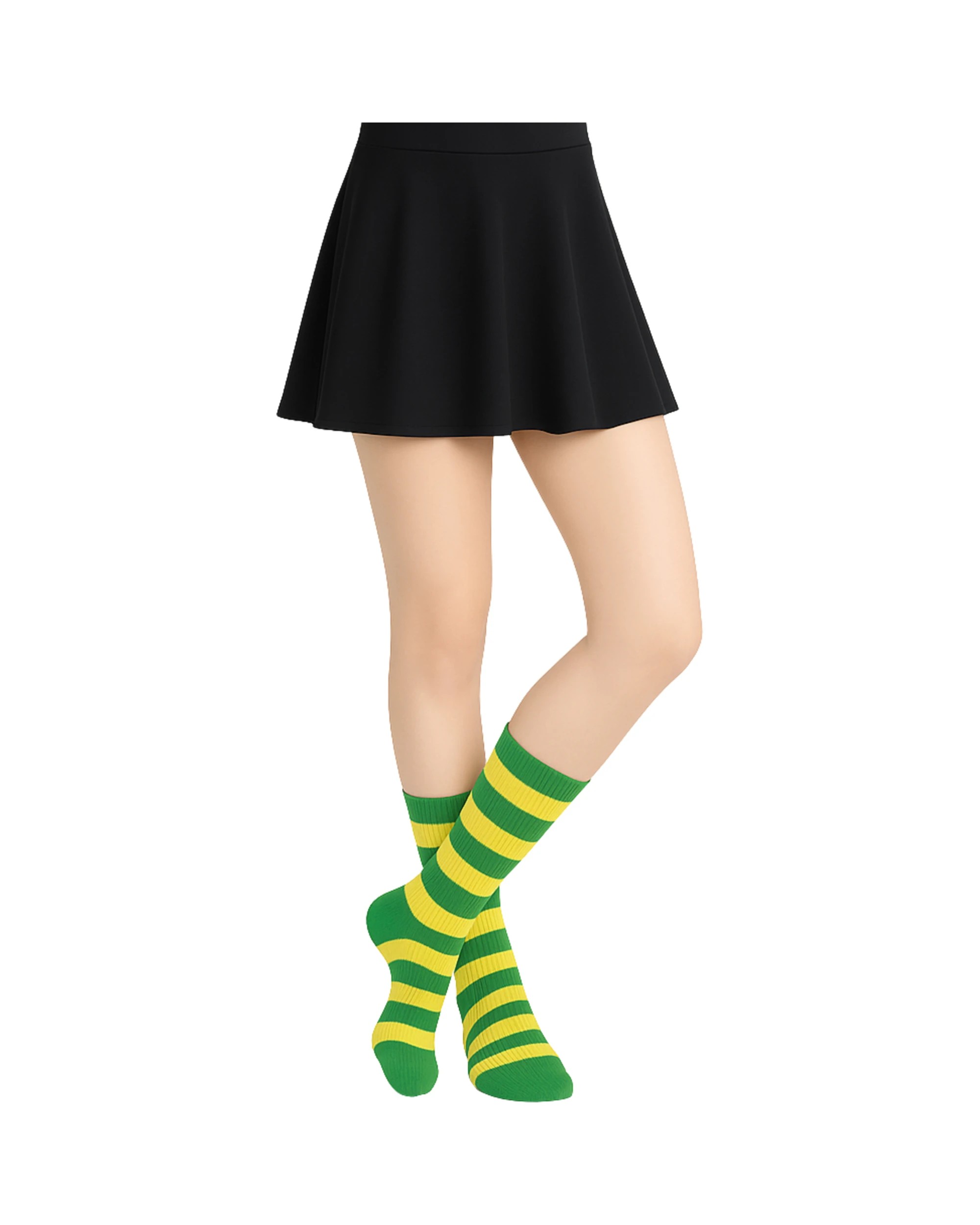 1 Party Planet Two Colour Striped Crew Socks 1 Pair - Green, 1 of 3