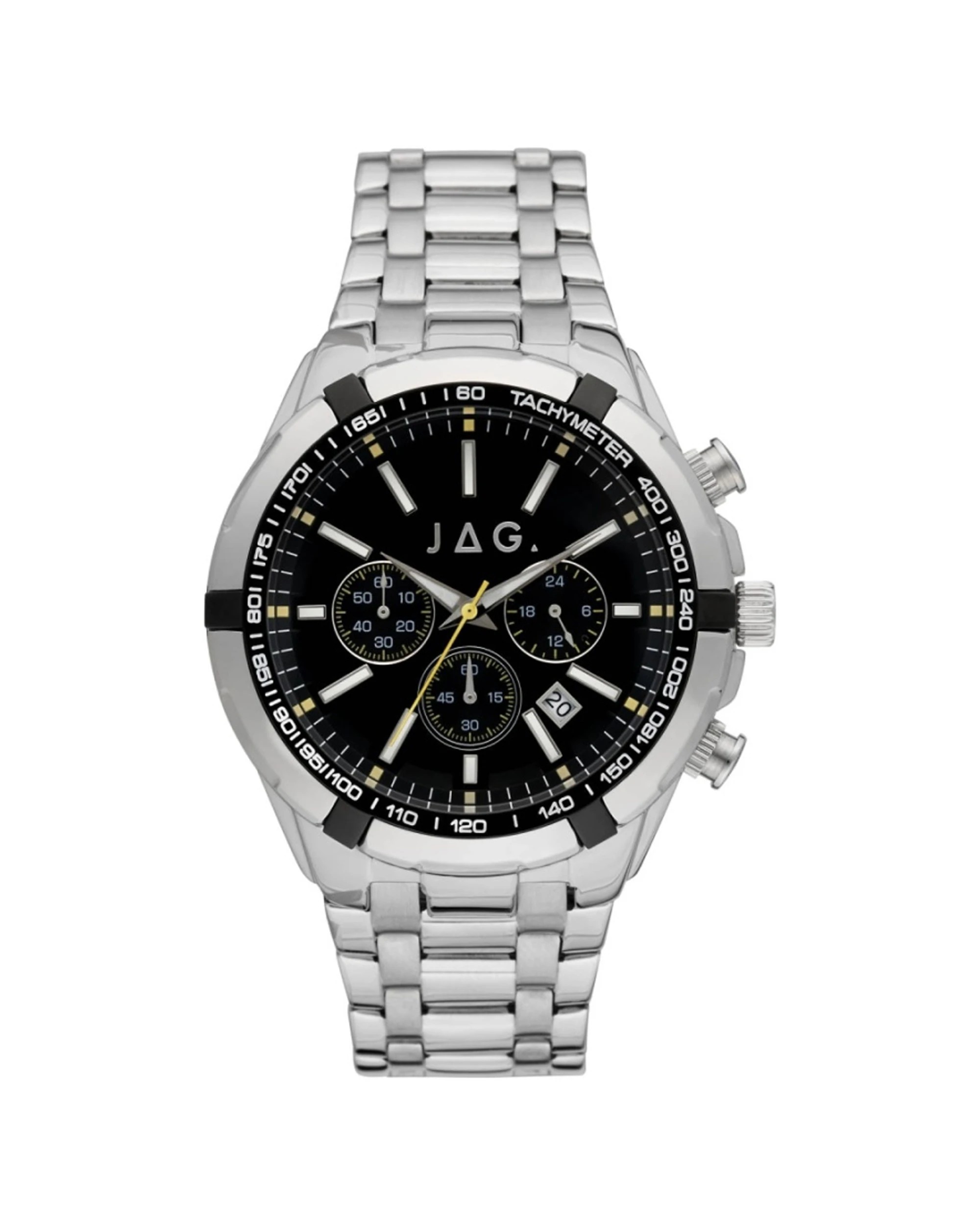 1 JAG Boss Silver Stainless Steel Band 46mm Watch 3 ATM Chronograph Function, 1 of 3