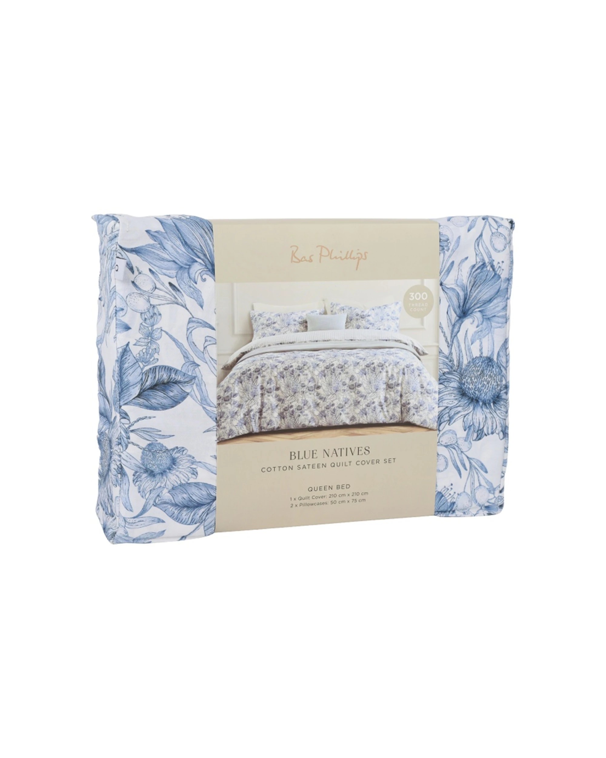3 Bas Phillips Quilt Cover & Pillowcases Bedding Set Natives - Queen Bed - Blue, 3 of 5