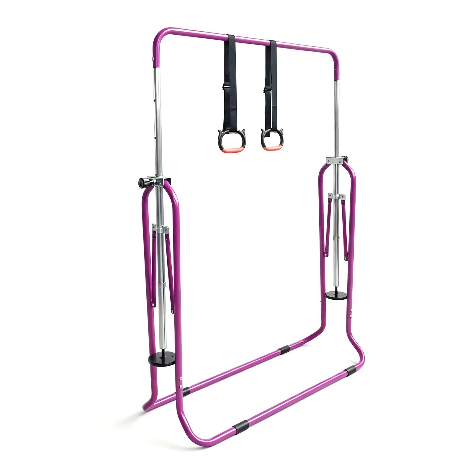 6 Ausway Folding Kids Gymnastics Monkey Kip Bar Height Adjustable Training Rings, Home Gym Exercise Equipment, 6 of 6