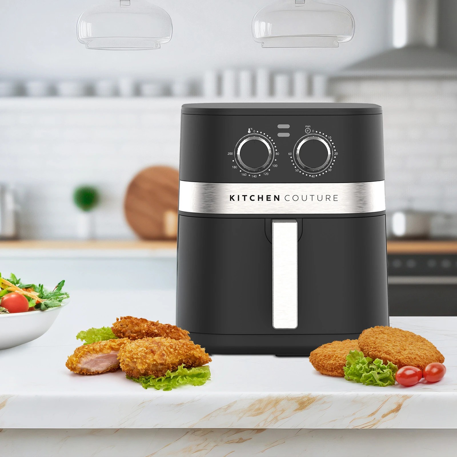 1 Kitchen Couture 5.5L Compact Air Fryer Stylish Powerful Healthy Cooking Black - Black, 1 of 7