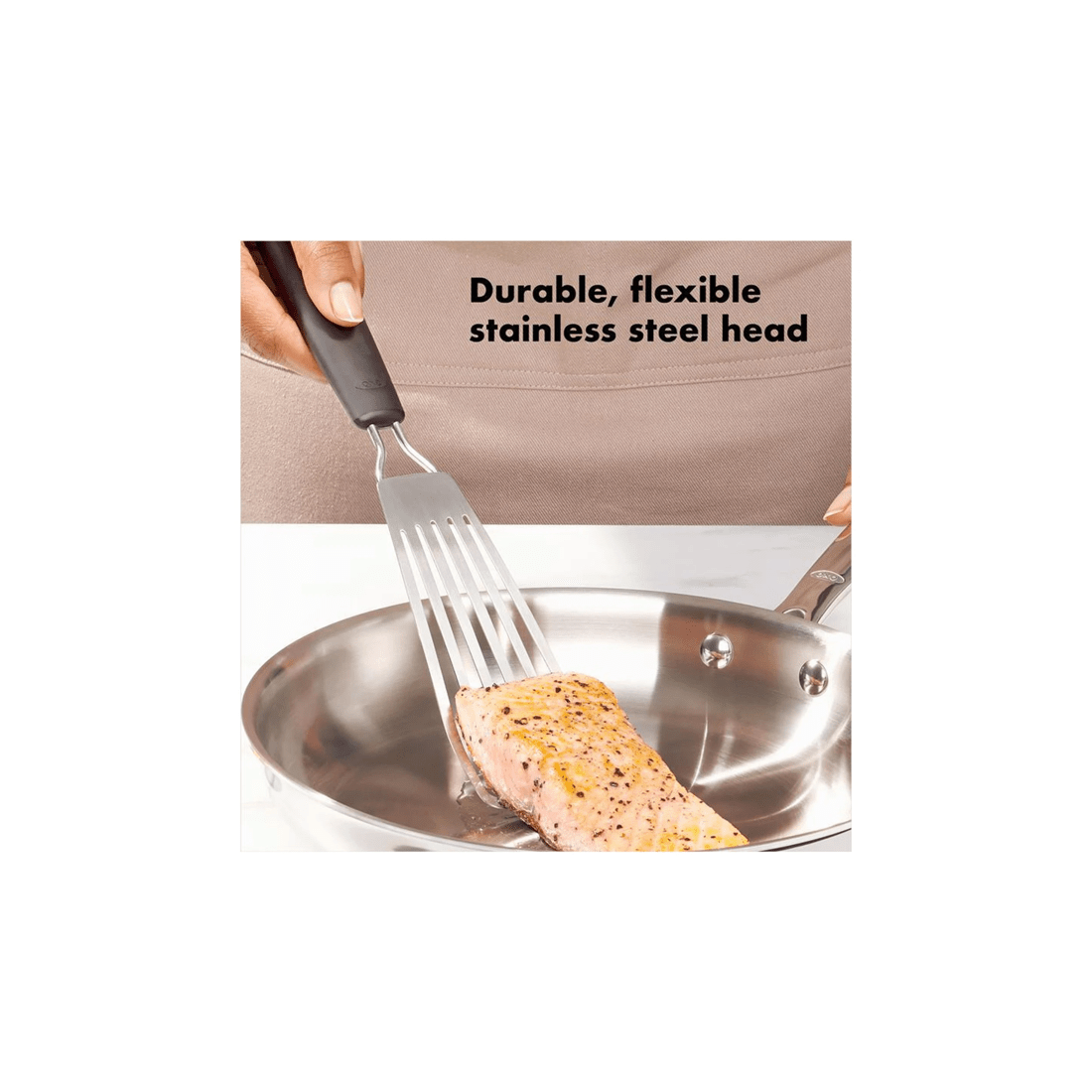 2 Oxo Little Fish Turner 29cm Stainless Steel Slotted Spatula Non-slip Grip
 - Black, 2 of 4