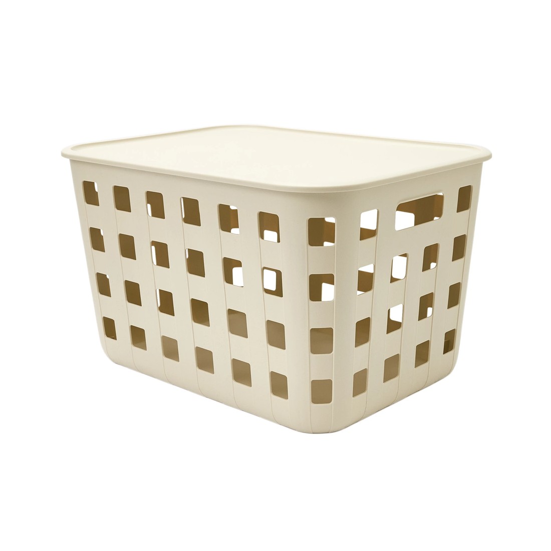 1 45L Rectangle Trellis Basket with Lid - Beige, 1 of 8