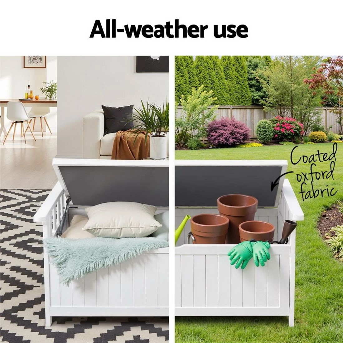 5 Gardeon Outdoor Storage Bench Box Wooden Garden Toy Tool Patio Furniture - White, 5 of 7