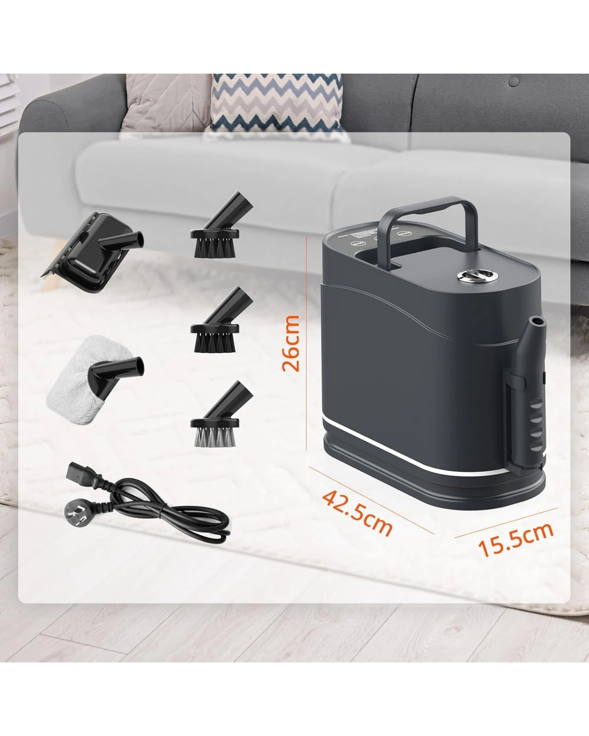 2 Yopower 1500W Steam Cleaner with 5-Brush 1.5L Tank for Home Kitchen Tile Floor - Black, 2 of 6