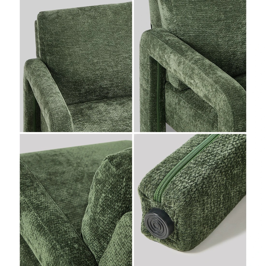 5 Oikiture Armchair Velvet Accent Chairs 1 Seater Lounge Sofa Chair - Green, 5 of 10