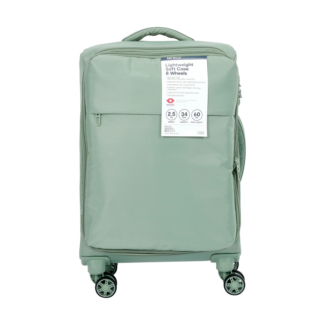 8 48cm 8 Wheels Lightweight Soft Case - Sage, 8 of 8