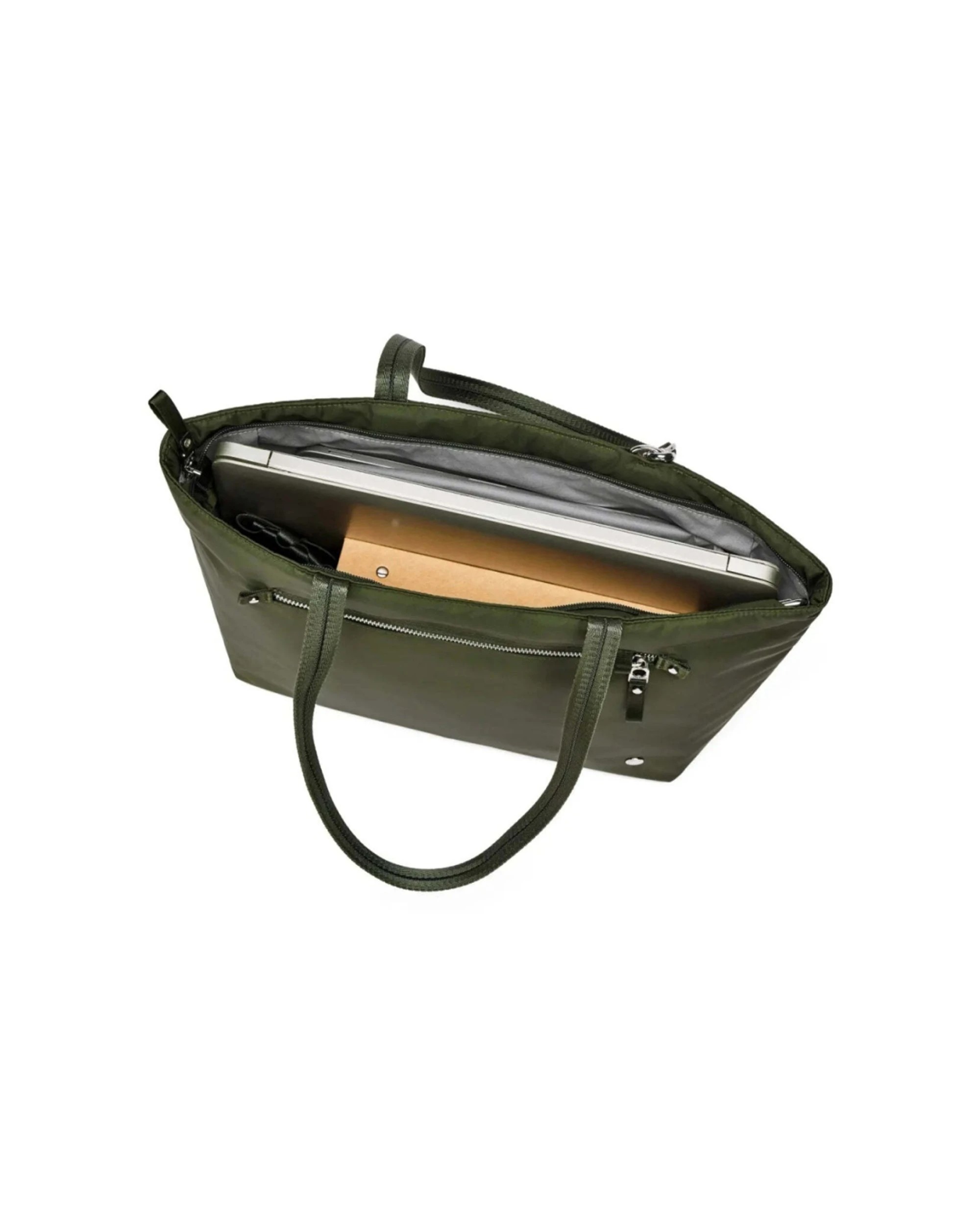 2 Pacsafe W Anti-Theft RFID Blocking Carryall 13in Laptop Tote Bag Secure Travel Bag Olive - Green, 2 of 8