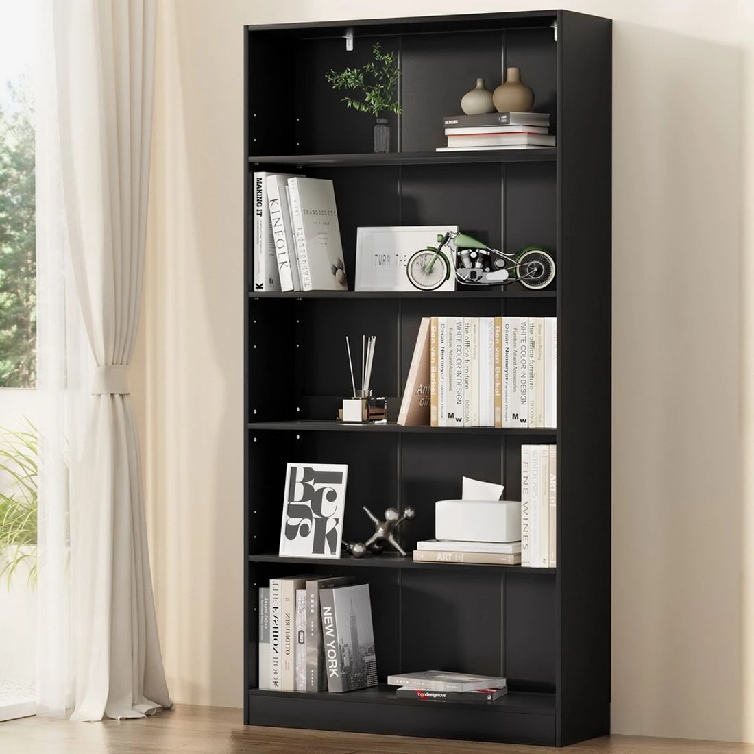 1 Artiss Bookshelf 5 Tiers
 - Black, 1 of 8