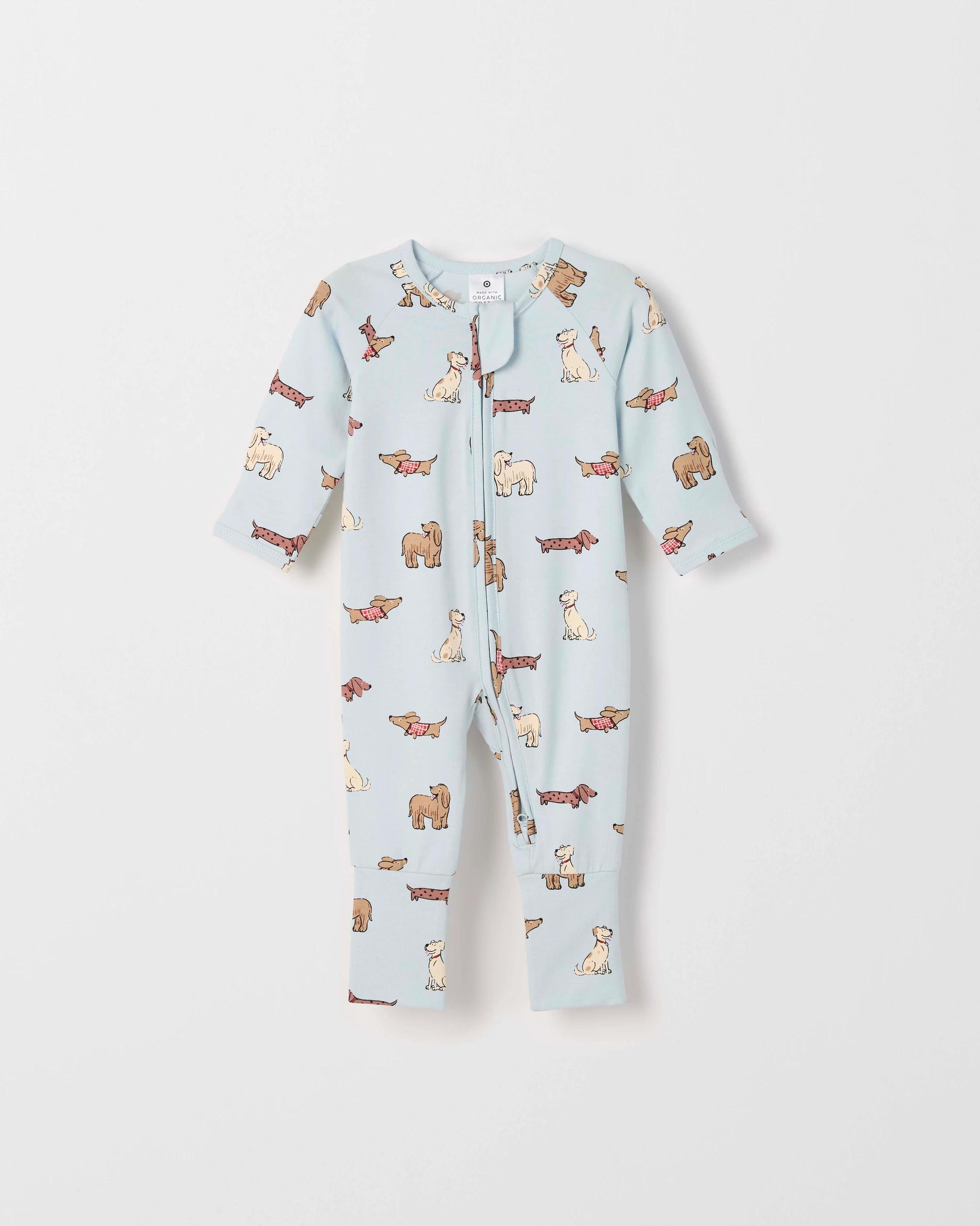 1 Target Baby Baby Organic Cotton Footless Coverall PUPPY BLUE, 1 of 1