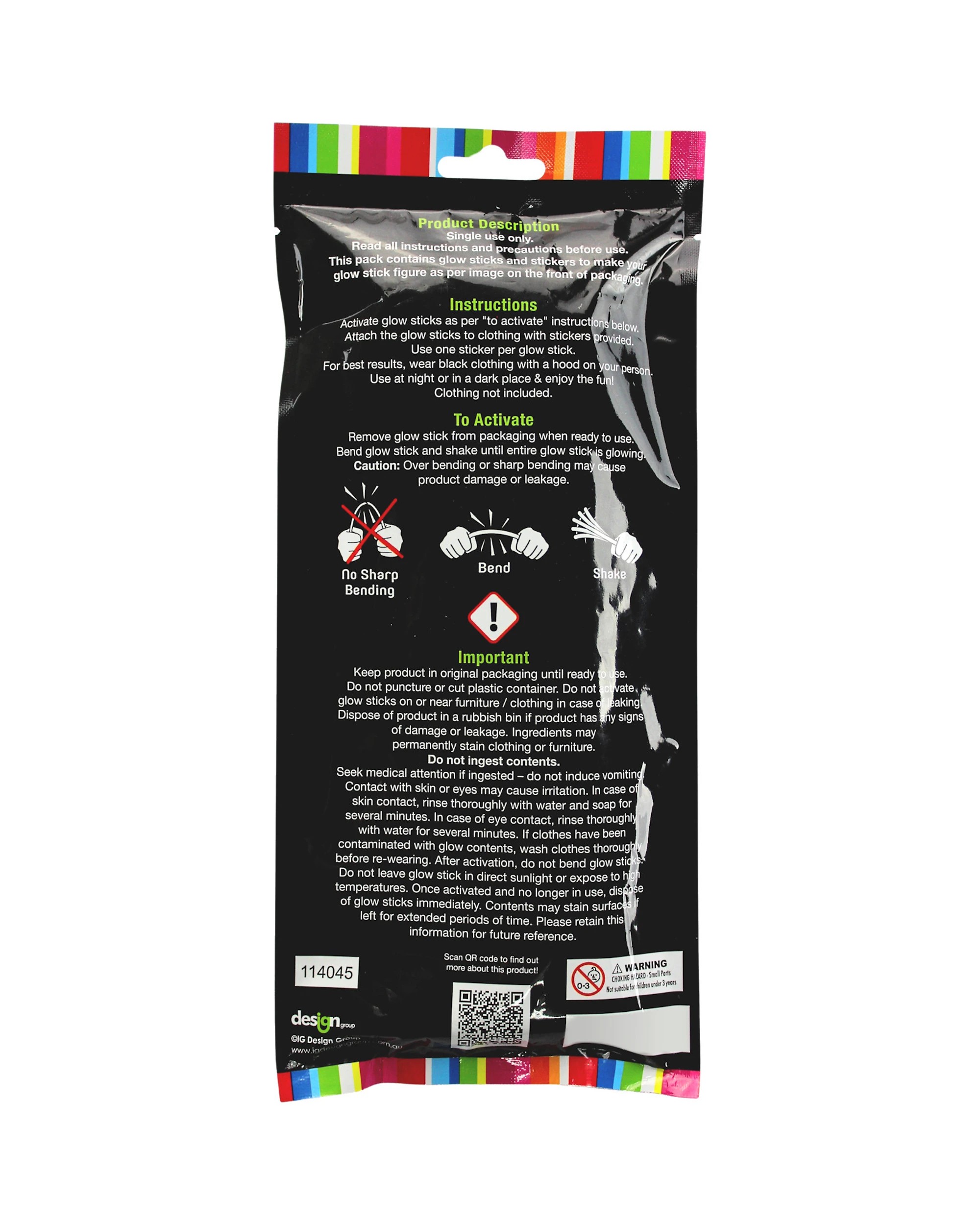 2 Artwrap Kids Smiley Face Glow Stick Figure Costume Kit - Multi, 2 of 2
