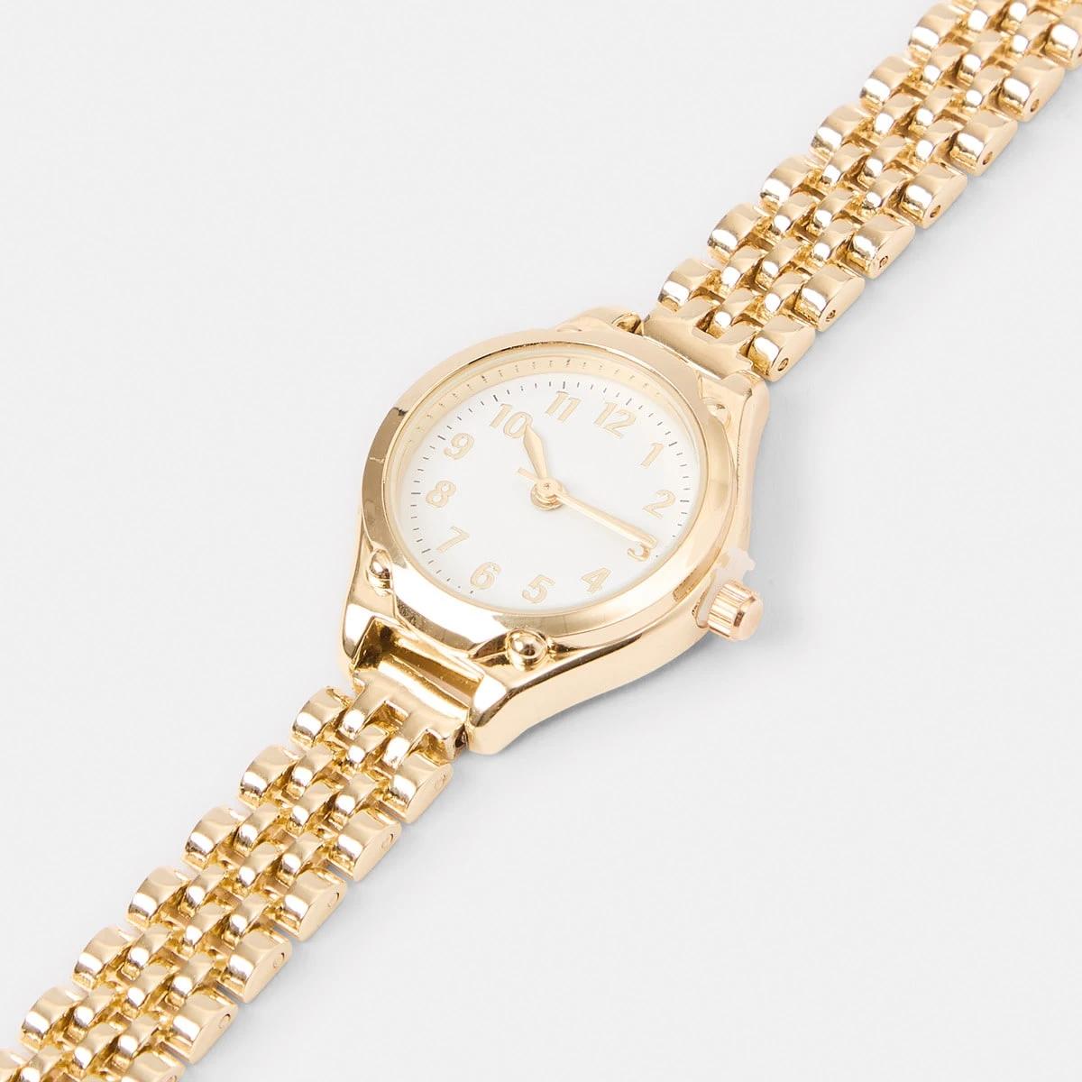 3 Womens Metal Round Watch Gold, 3 of 6