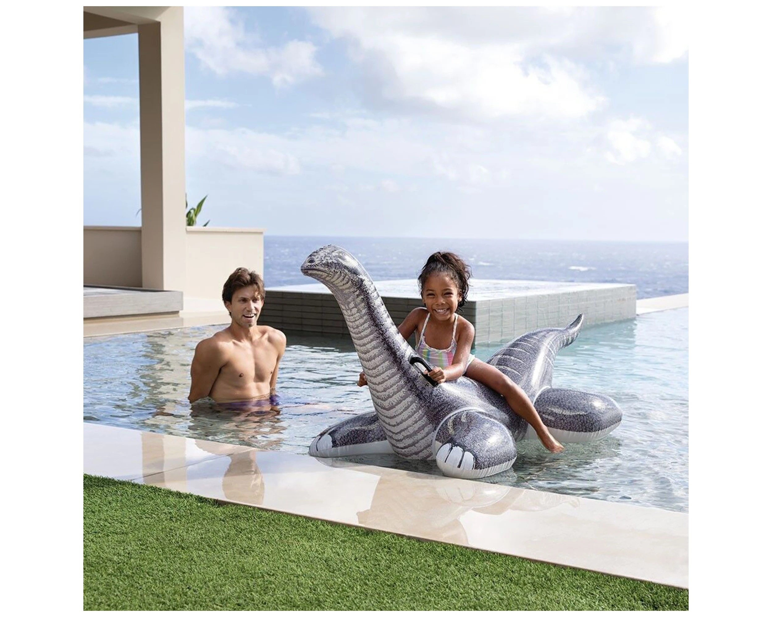 2 INTEX Brontosaurus Ride-On Inflatable Dino Pool Float Kids Pool Toy 70 Inch - Multi, 2 of 9