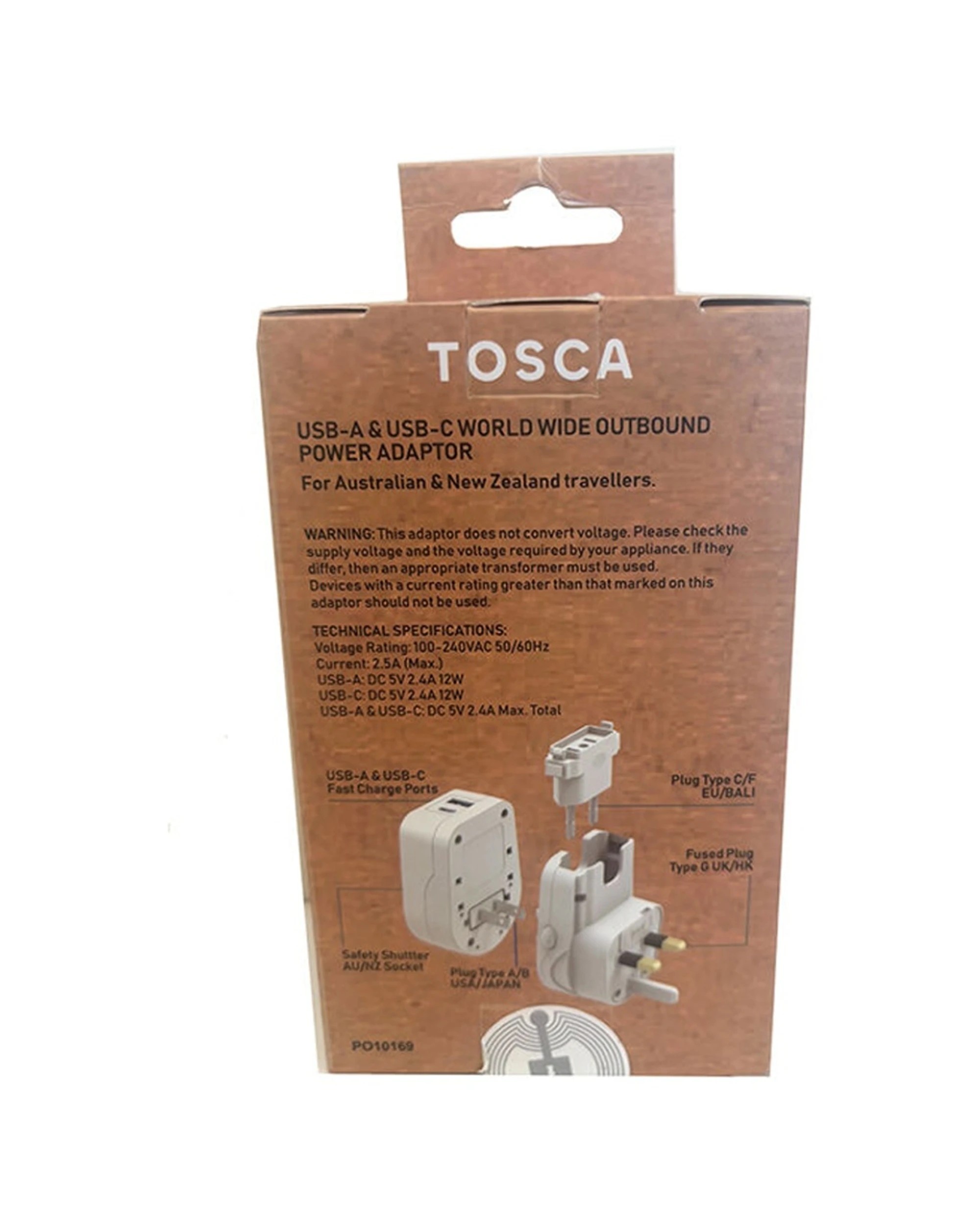 2 Tosca World Wide Travel Power Adapter Charger USB A & C Universal 75ml - White, 2 of 3