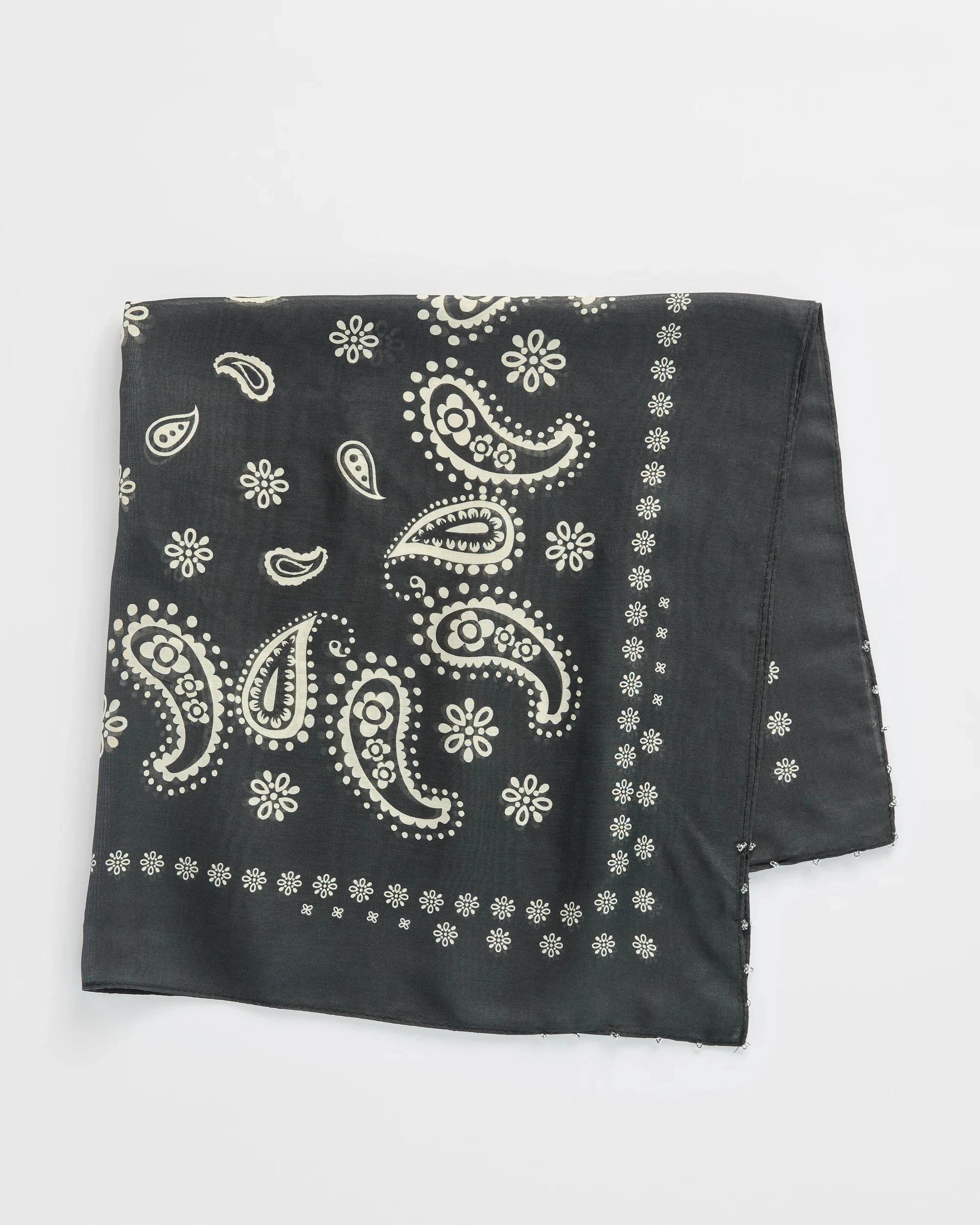 1 Target Printed Paisley Bandana Square Scarf BLACK, 1 of 2
