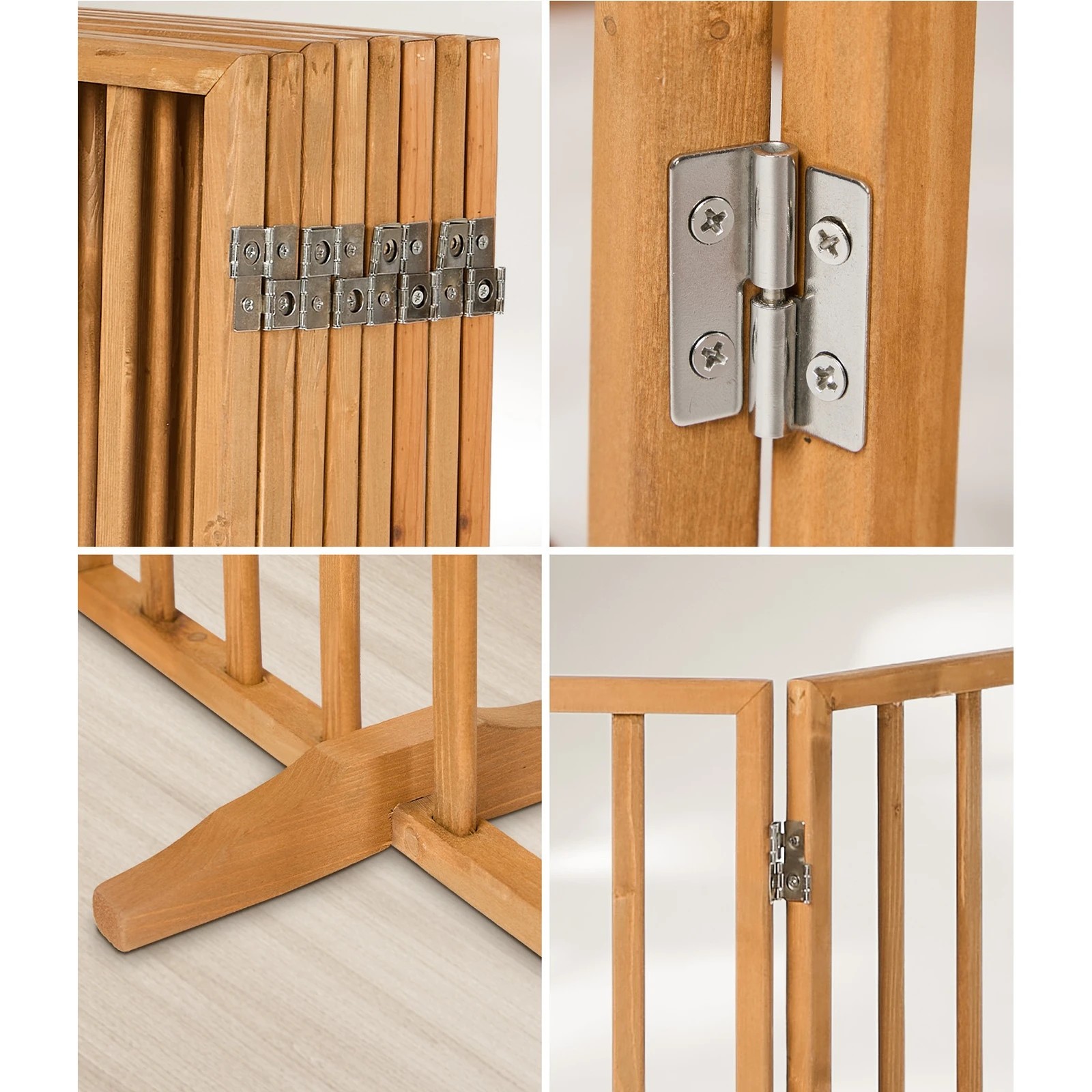5 Alopet Wooden Pet Gate Dog Fence Playpen Safety Stair Barrier 8 Panels - Natural, 5 of 10