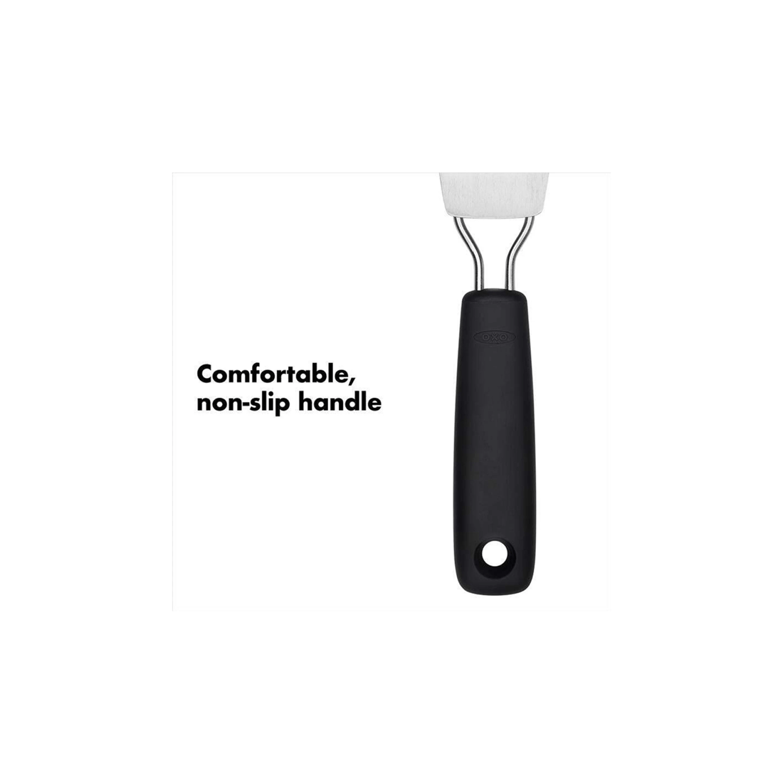 3 Oxo Little Fish Turner 29cm Stainless Steel Slotted Spatula Non-slip Grip
 - Black, 3 of 4