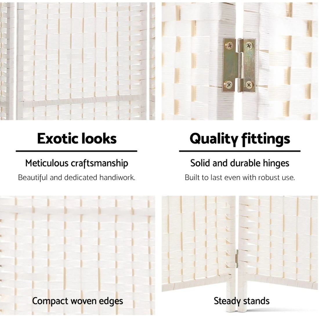 7 Artiss 4 Panel Room Divider Screen 163x170cm Woven - White, 7 of 8