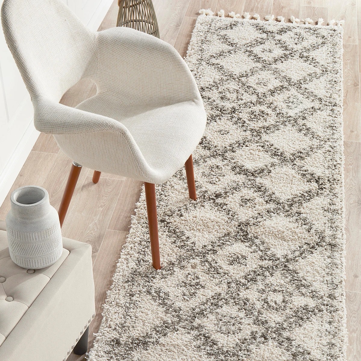 1 Common Ground Rugs Amber 33 400x80cm - Large Shag Rug - Beige, 1 of 7