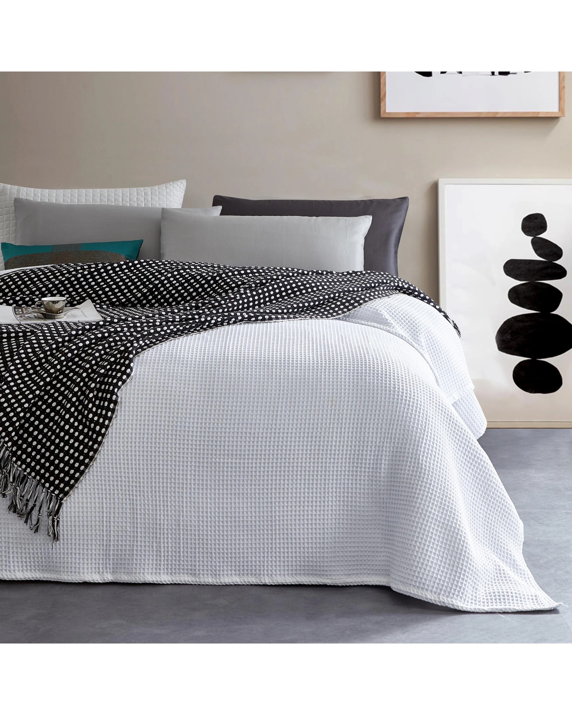 2 Cotton More 100% Cotton Large Chunky Waffle Blanket 350gsm King - White, 2 of 5