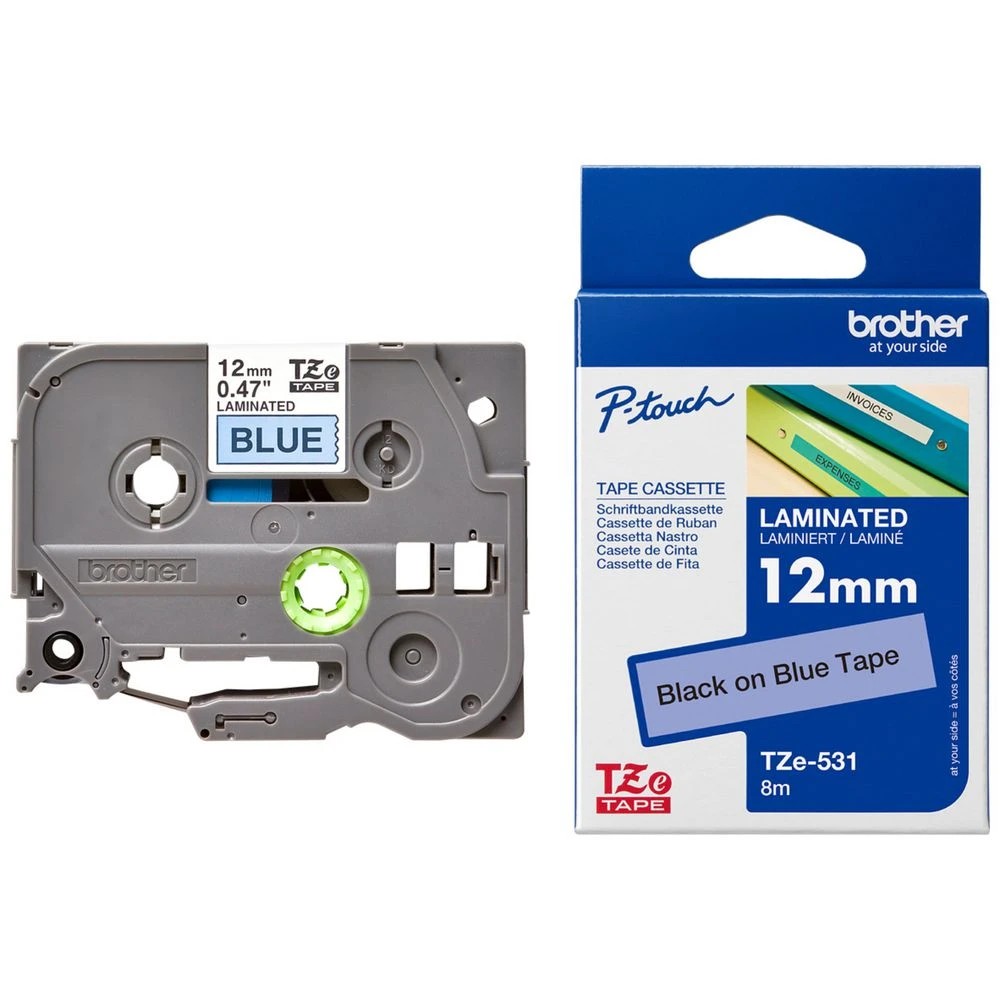 2 Brother TZe-531 Laminated Tape 12mm x 8m Black on Blue, 2 of 2