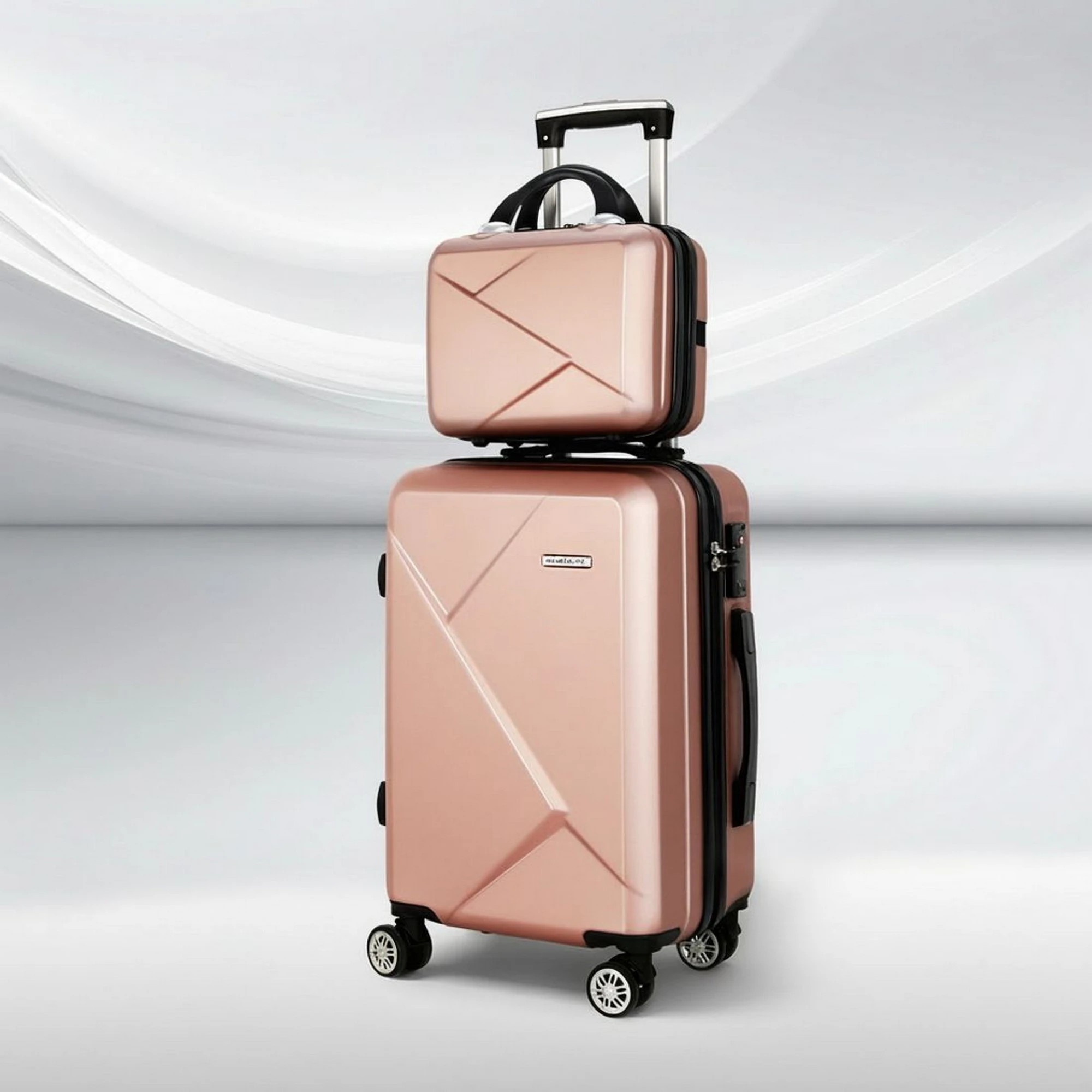 6 Wanderlite 2pc Luggage 12" 20" Trolley Travel Suitcase Storage Carry On TSA Lock - Orange, 6 of 6